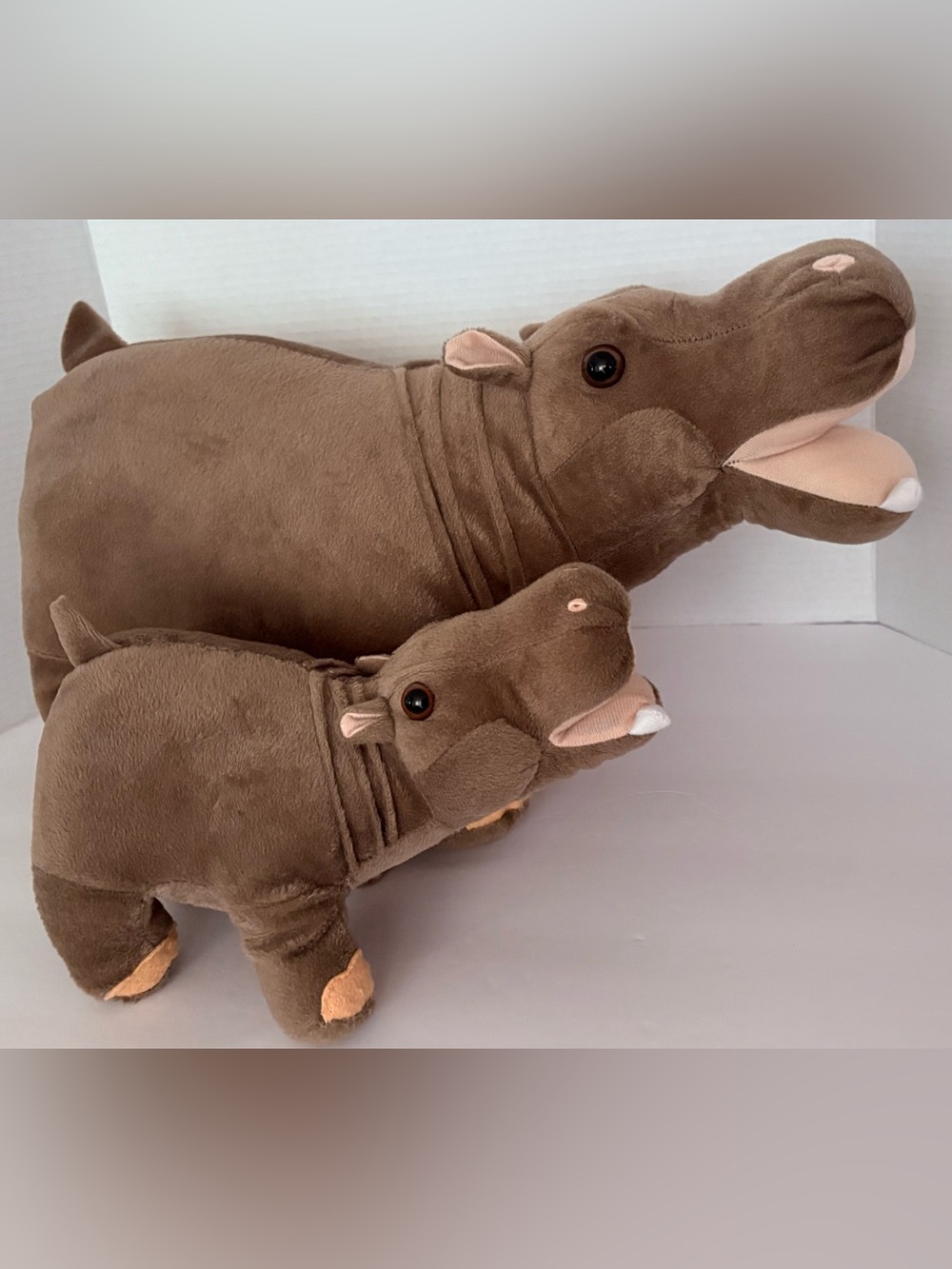 Mama Hippopotamus With Baby Stuff Plush Animal.